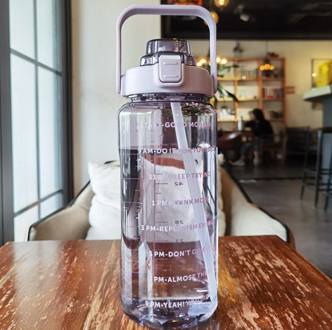 Large Plastic Straw Water Bottle