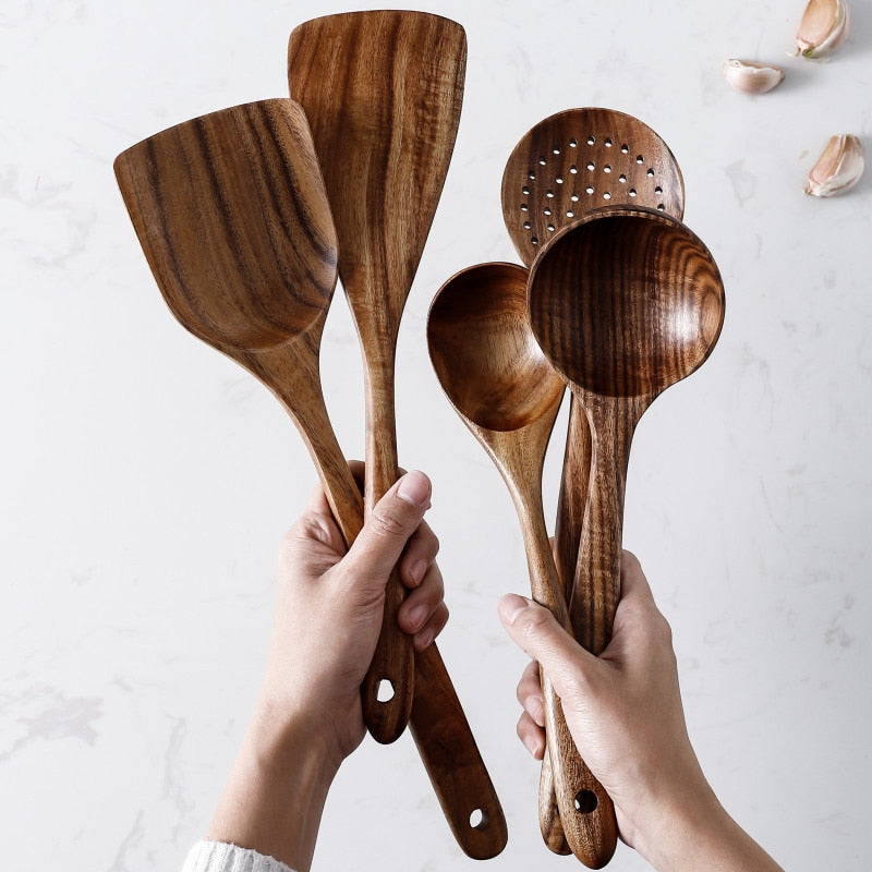 7pcs set Teak Natural Wood Set