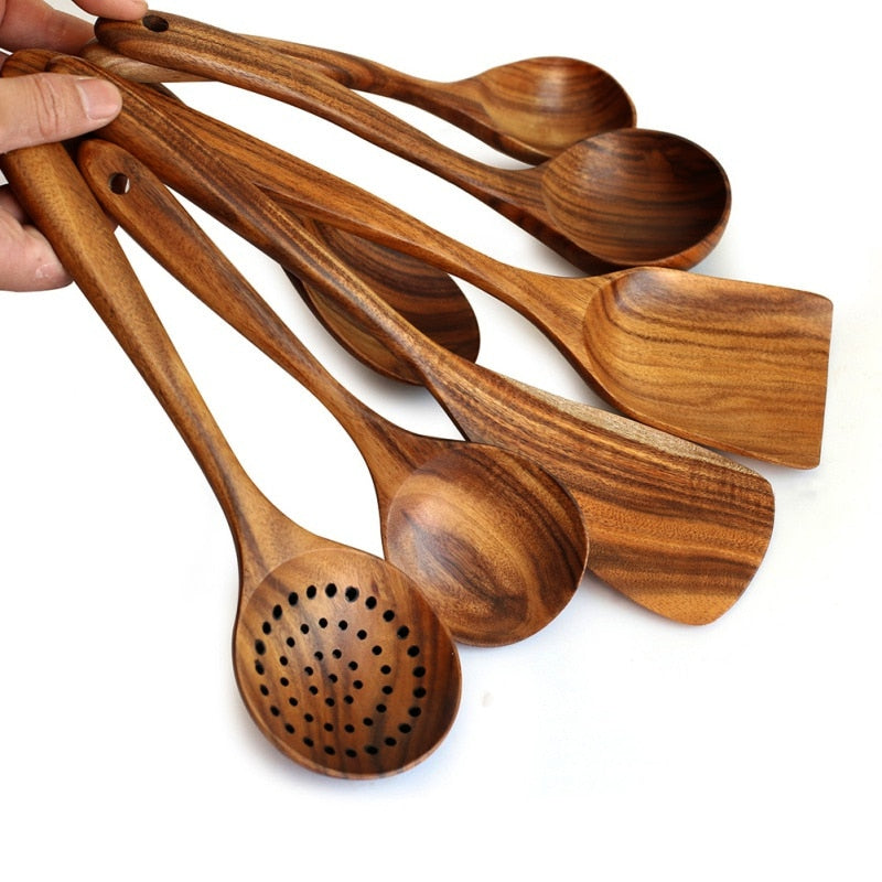 7pcs set Teak Natural Wood Set