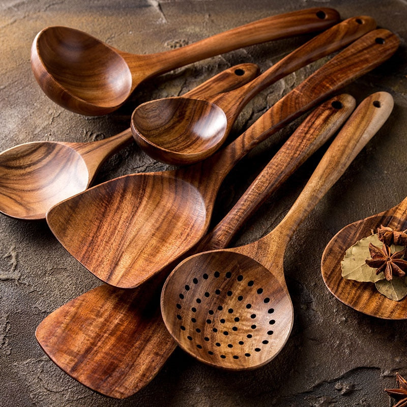 7pcs set Teak Natural Wood Set