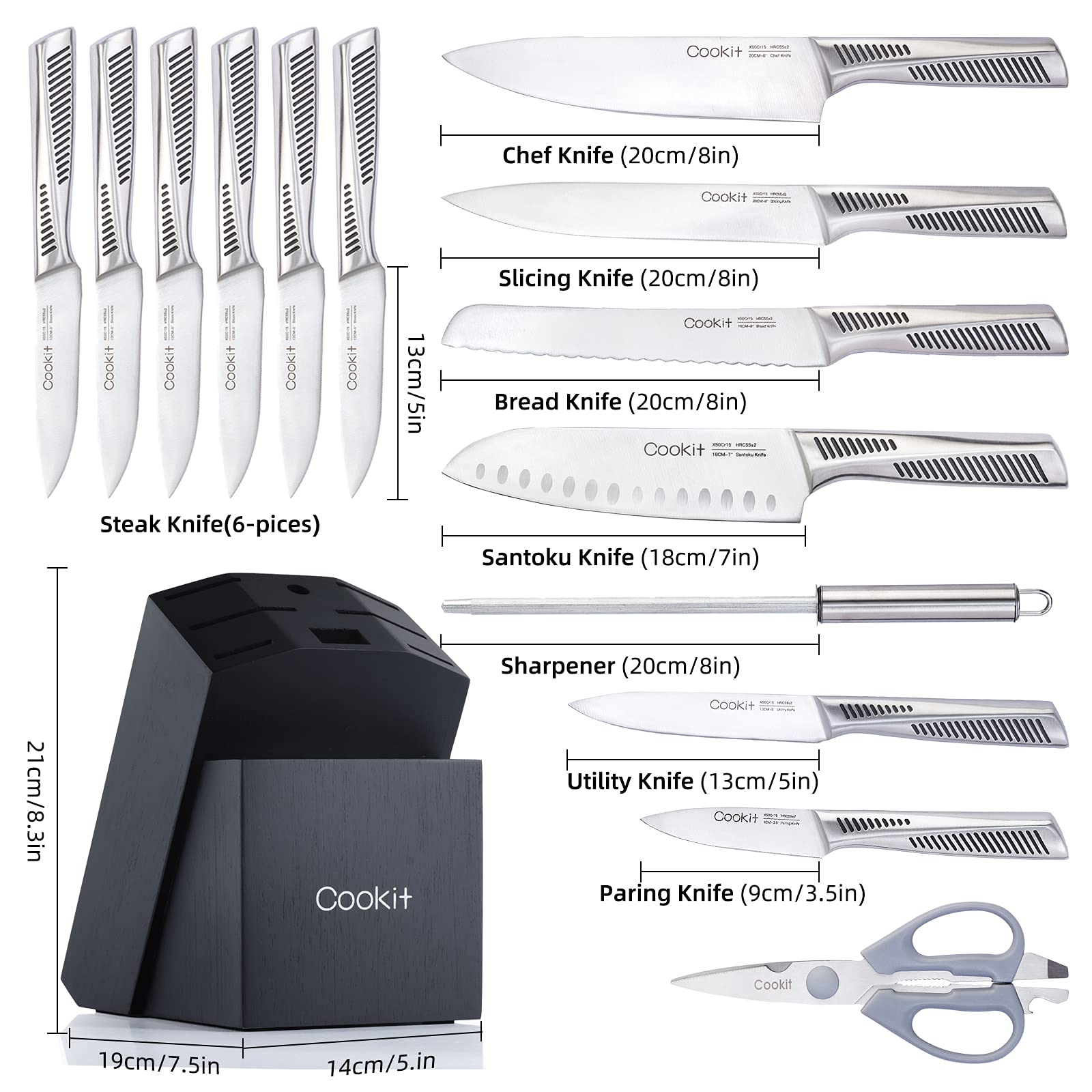 15 Piece Kitchen Knife Set