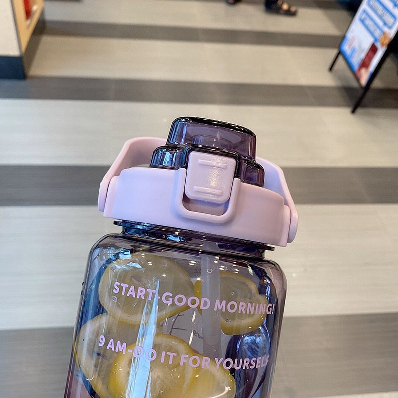 Large Plastic Straw Water Bottle