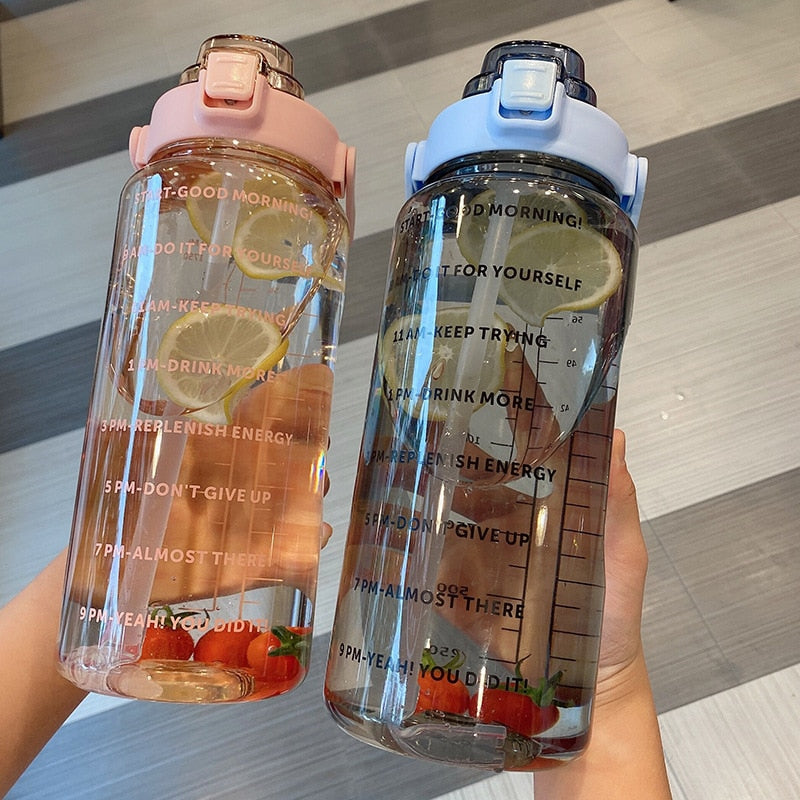 Large Plastic Straw Water Bottle